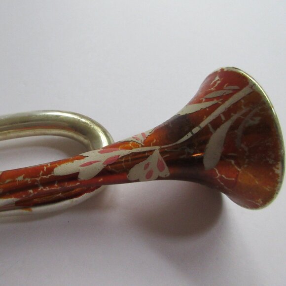 2 Hand Blown Glass Christmas Ornament Trumpet French Horn Bugle Vtg Missing Cap - Picture 10 of 16